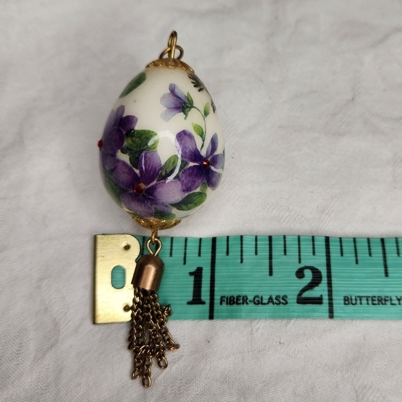 Vintage handpainted quail egg pendant - Picture 6 of 7